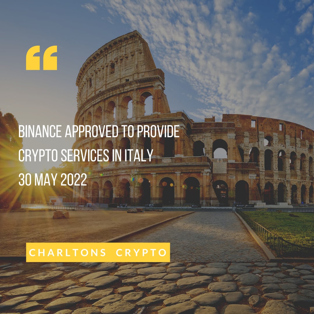 Binance Approved to Provide Crypto Services in Italy