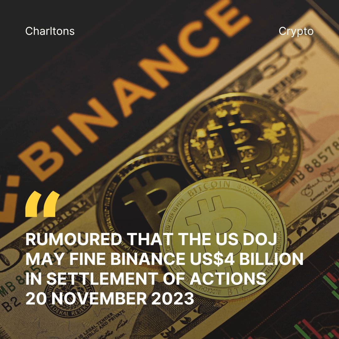Rumoured That The Us Doj May Fine Binance Us Billion In Settlement Of Actions