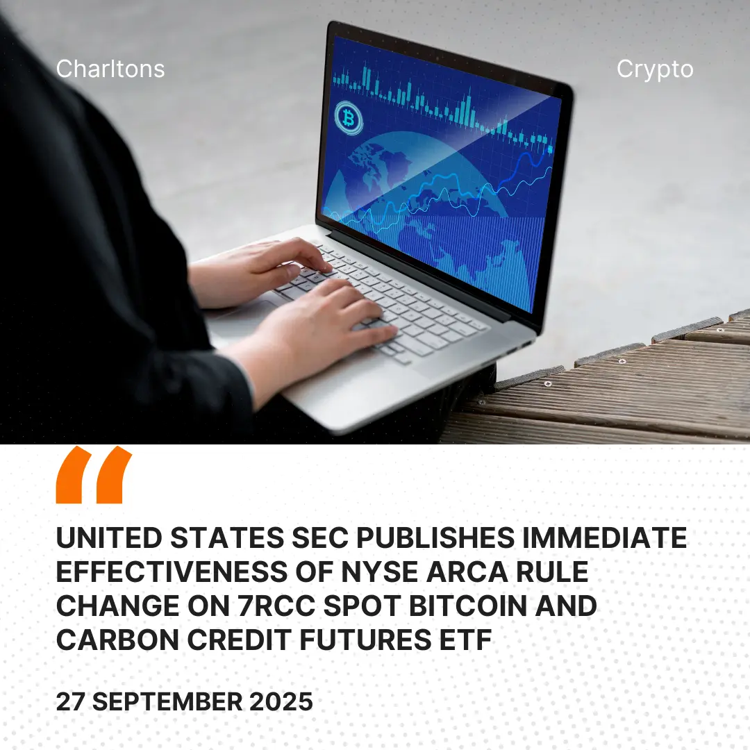 United States SEC Publishes Immediate Effectiveness of NYSE Arca Rule Change on 7RCC Spot Bitcoin and Carbon Credit Futures ETF
