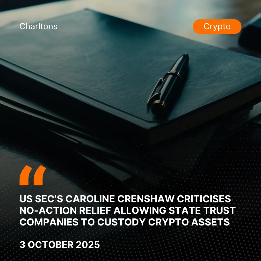 US SEC’s Caroline Crenshaw Criticises No-Action Relief Allowing State Trust Companies to Custody Crypto Assets